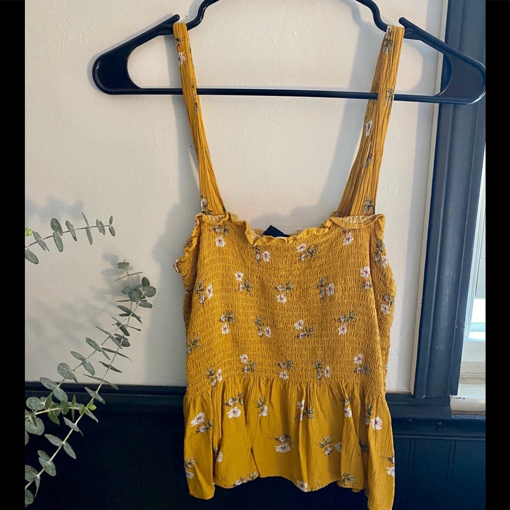 Yellow and floral print tank